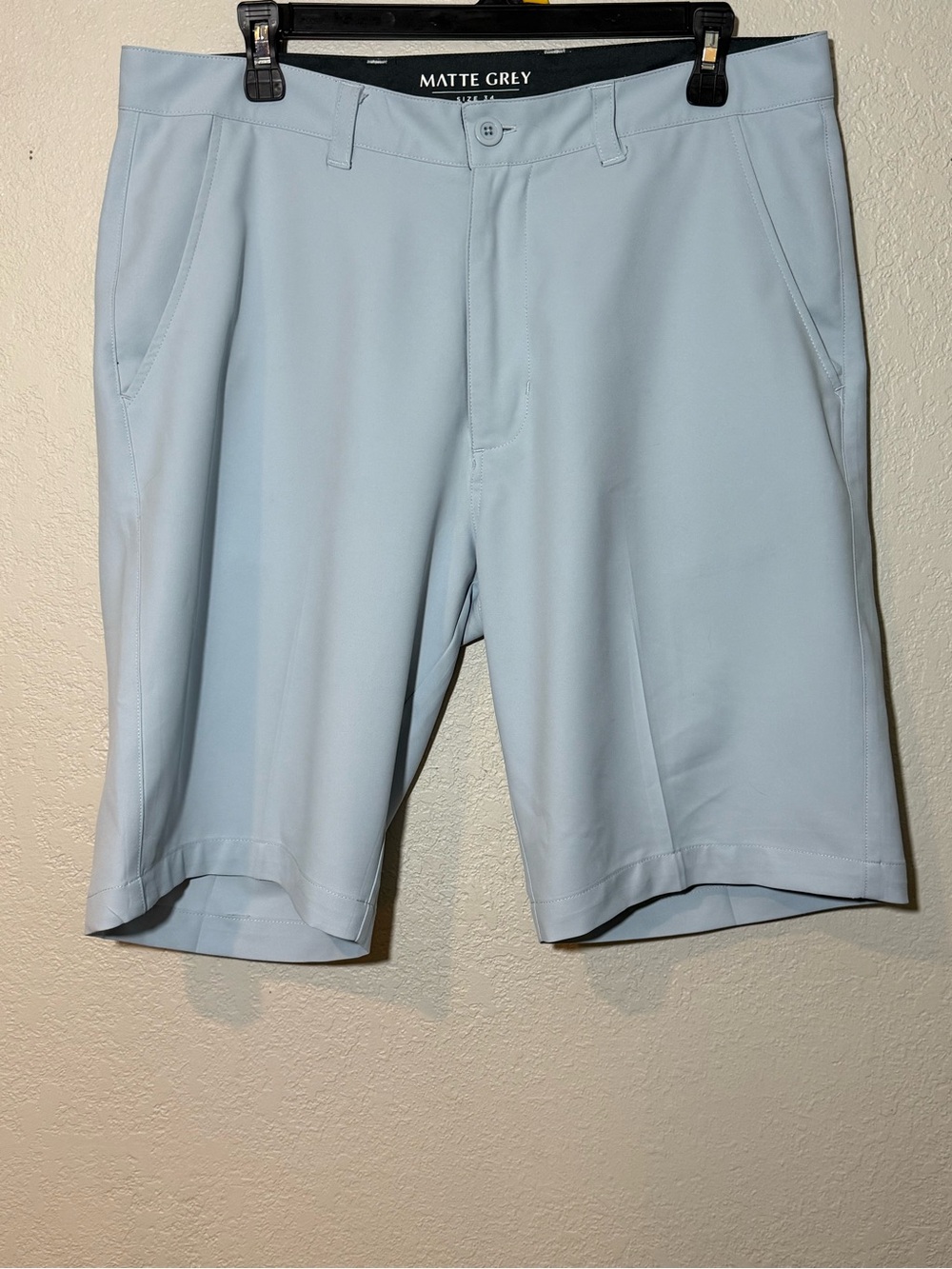 Matte Grey- Light Blue Golf Shorts Size 34